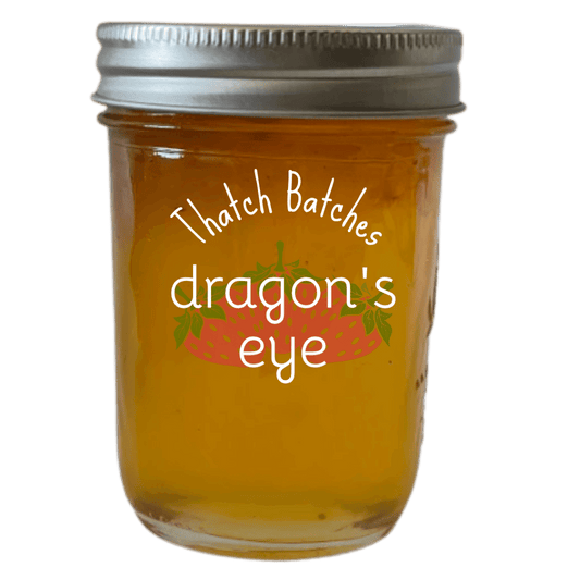 A jar of dragon's eye jam; it comes from a fruit called "longan" which is Cantonese for "Dragon's Eye"