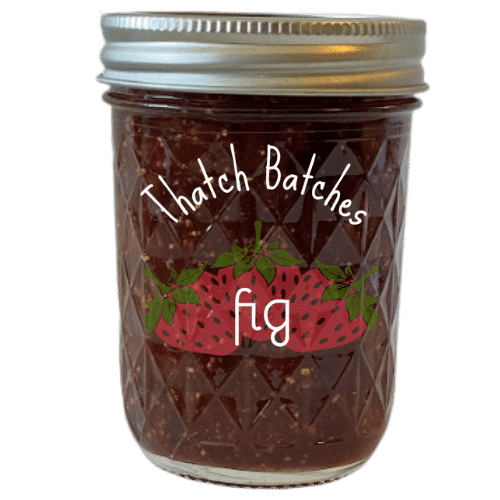 A jar of fig jam. A super yummy almost honey flavored jam.