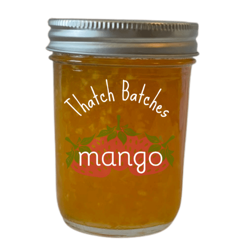 A jar of mango jam, which is the best tasting thing out there