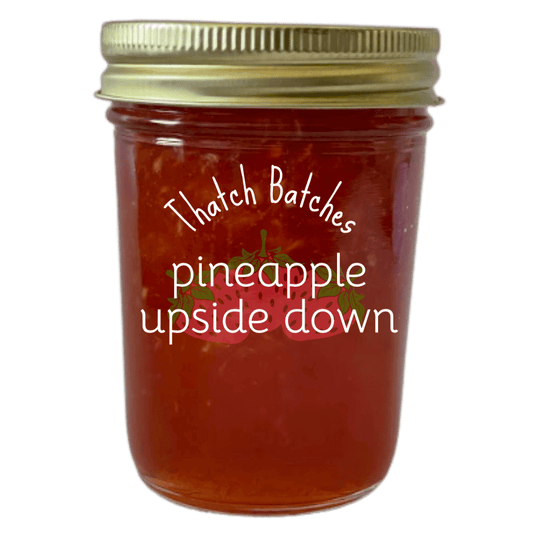 A jar of pineapple upside down jam has all the flavor of pineapple upside down cake, but with less guilt!
