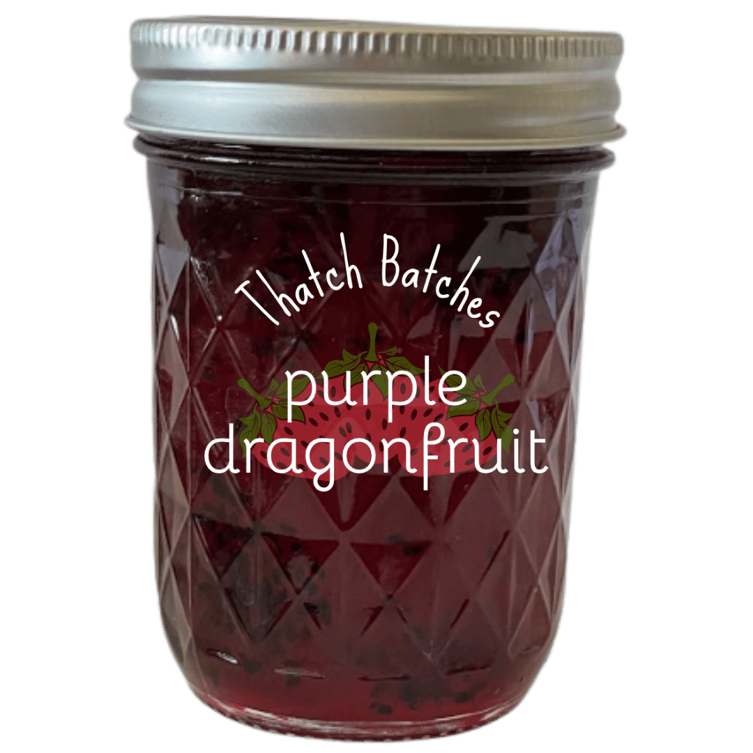 A jar of purple dragon fruit is a neon purple jar of delicious dragon egg!